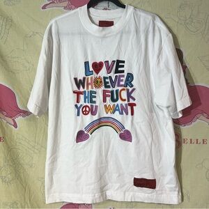 CHNGE White Graphic Tee with Colorful Message